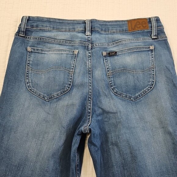 Lee Jeans Women's 12M (W32 L29) Blue Stretch Denim Straight Regular Fit EUC LN - Picture 10 of 16